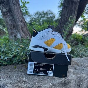 Jordan White and Yellow Sneakers Classic Design